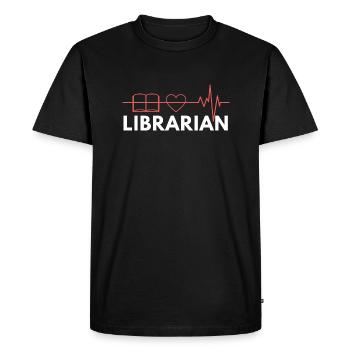 Librarian Happy word - Men's Premium Organic T-Shirt - black - Front - Nico (187cm)