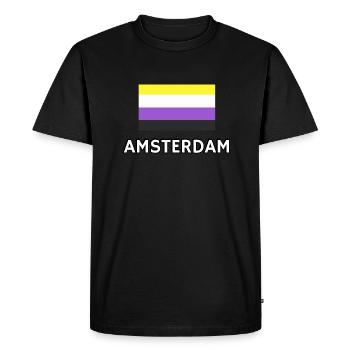 Drapeau de la fierté non binaire Amsterdam - T-shirt Premium bio Homme - noir - Devant - Nico (187cm)