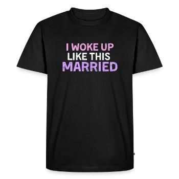 Je me suis réveillé comme cette chemise mariée, juste mariée - T-shirt Premium bio Homme - noir - Devant - Nico (187cm)