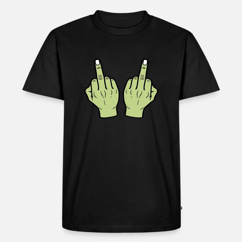 Mittelfinger Hand - Männer Premium Bio T-Shirt - Schwarz