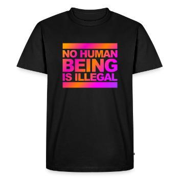 no human is illegal - The Original - Men's Premium Organic T-Shirt - black - Front - Nico (187cm)