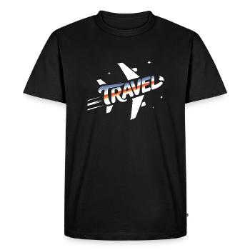 Travel Plane - Cool Holiday Pictogram - Men's Premium Organic T-Shirt - black - Front - Nico (187cm)