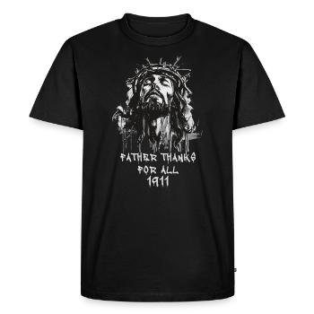 Pistolet d’arme de poing Jésus 1911 - T-shirt Premium bio Homme - noir - Devant - Nico (187cm)