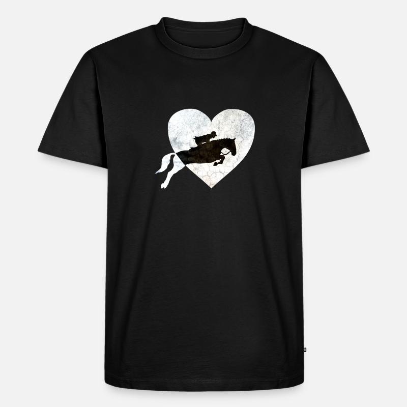Springreiter auf Springpferd - Männer Premium Bio T-Shirt - Schwarz