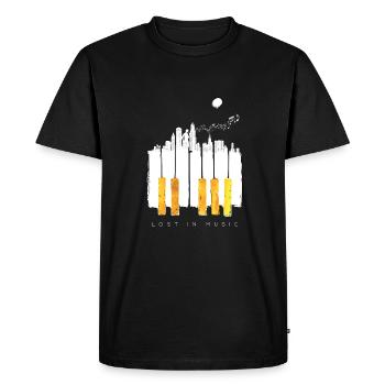 Piano - Piano - Perdu dans la musique - Chemise - T-shirt Premium bio Homme - noir - Devant - Nico (187cm)