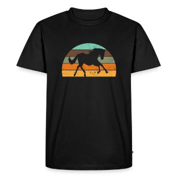 Cheval coucher de soleil rétro - T-shirt Premium bio Homme - noir - Devant - Nico (187cm)
