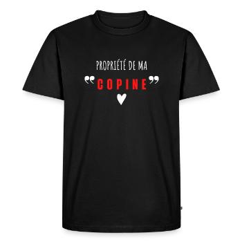 Propriété de ma copine - T-shirt Premium bio Homme - noir - Devant - Nico (187cm)