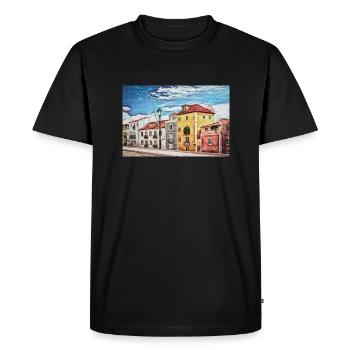 Vintage Color Buildings Row -Lisbon Portugal Lover - T-shirt Premium bio Homme - noir - Devant - Nico (187cm)