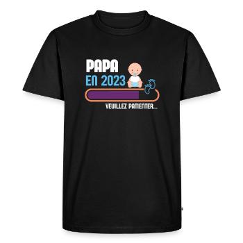 papa en 2023 nouveau papa - T-shirt Premium bio Homme - noir - Devant - Nico (187cm)