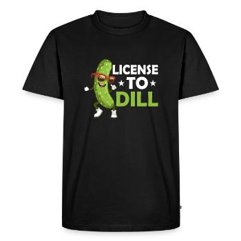 License To Dill Cucumber Pickle - Men's Premium Organic T-Shirt - black - Front - Nico (187cm)