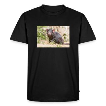 Diable de Tasmanie (en allemand Beutelteufel) - T-shirt Premium bio Homme - noir - Devant - Nico (187cm)