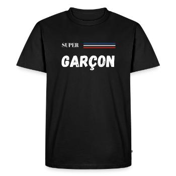super garçon - t-shirt assorti - T-shirt Premium bio Homme - noir - Devant - Nico (187cm)
