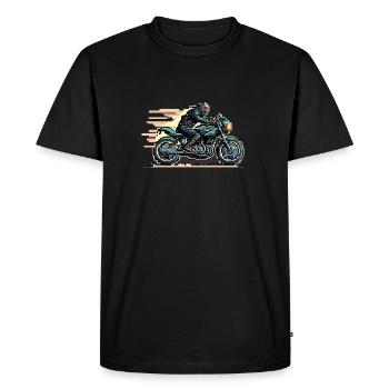 8-bit motorcycle - Men's Premium Organic T-Shirt - black - Front - Nico (187cm)