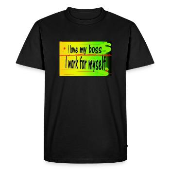 I love my I work for myself - Men's Premium Organic T-Shirt - black - Front - Nico (187cm)