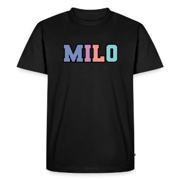 Name - Milo - Men's Premium Organic T-Shirt - black - Front - Nico (187cm)
