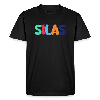 Name - Silas - Men's Premium Organic T-Shirt - black - Front - Nico (187cm)