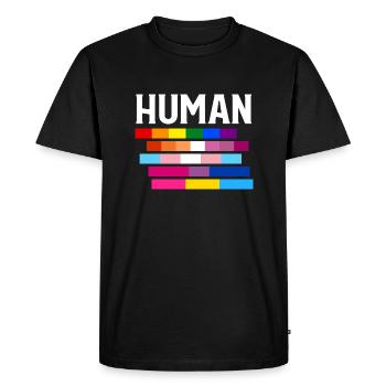 Fierté LGBT HUMAINE - T-shirt Premium bio Homme - noir - Devant - Nico (187cm)