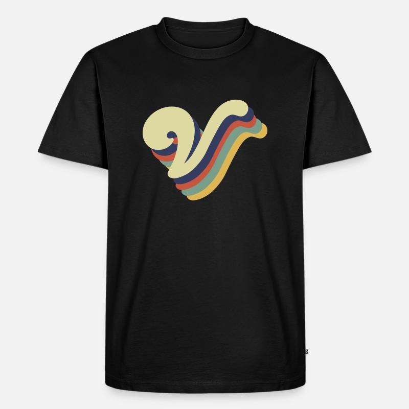 Retro-V-Buchstabe - Männer Premium Bio T-Shirt - Schwarz