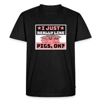 J’aime vraiment les cochons, OK drôle mignon amateur de cochons - T-shirt Premium bio Homme - noir - Devant - Nico (187cm)
