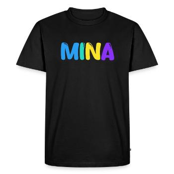Name - Mina - Men's Premium Organic T-Shirt - black - Front - Nico (187cm)