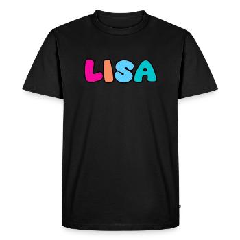 Nom - Lisa - T-shirt Premium bio Homme - noir - Devant - Nico (187cm)