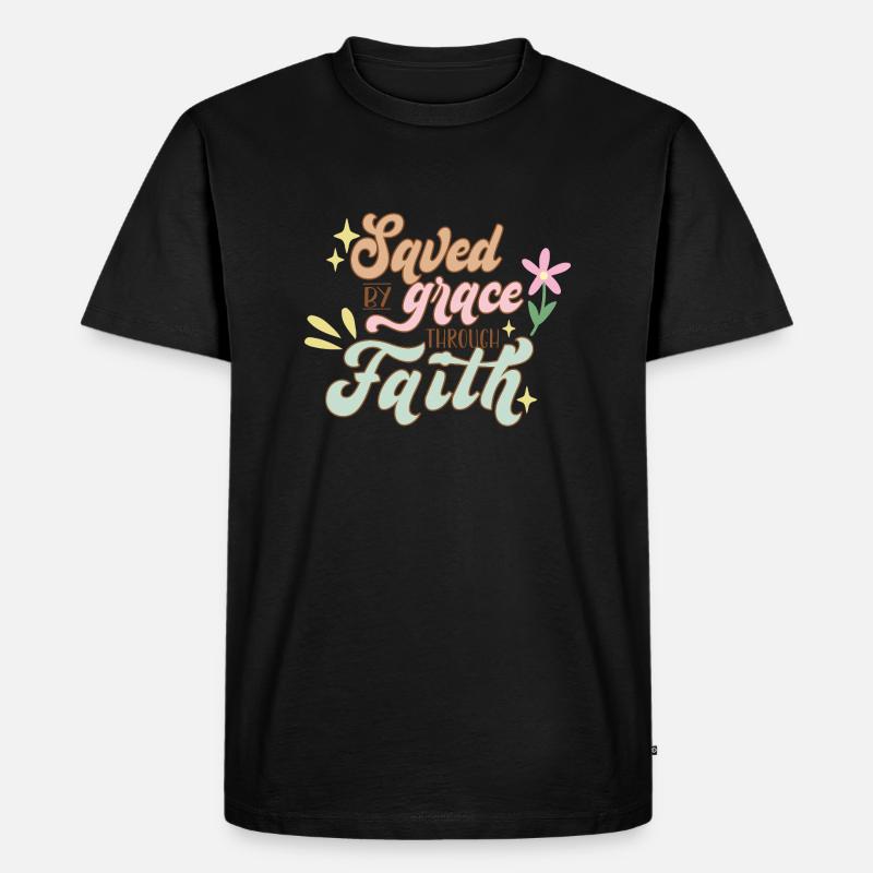 Gerettet durch Gnade - Männer Premium Bio T-Shirt - Schwarz