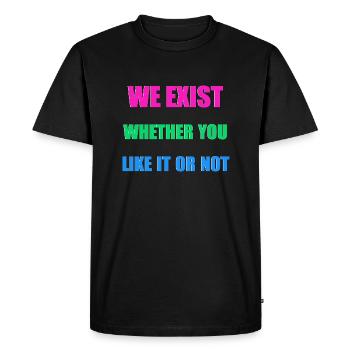 We Exist - Drapeau polysexuel - T-shirt Premium bio Homme - noir - Devant - Nico (187cm)