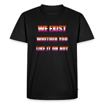 We Exist - Lesbian Flag - Men's Premium Organic T-Shirt - black - Front - Nico (187cm)