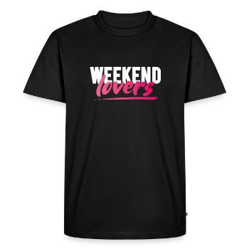 Amoureux du week-end - T-shirt Premium bio Homme - noir - Devant - Nico (187cm)