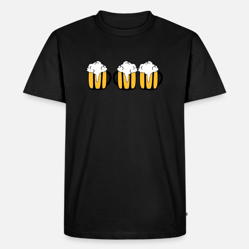 3 Biergläser - Männer Premium Bio T-Shirt - Schwarz
