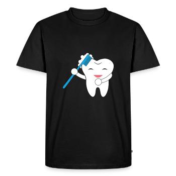 Dental flossing make dance - Men's Premium Organic T-Shirt - black - Front - Nico (187cm)