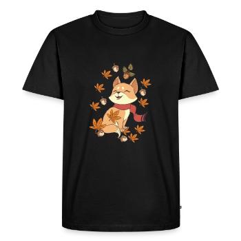 Maple Cat Leaf Autumn Hello Autumn - Men's Premium Organic T-Shirt - black - Front - Nico (187cm)