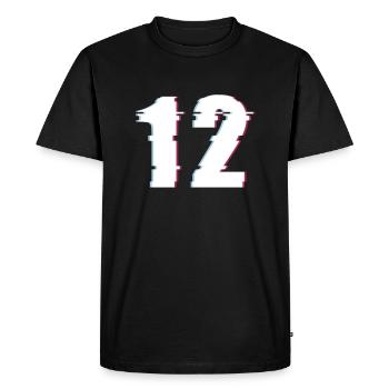 12 Douze Douze Nombre Effet Distordu Nombre - T-shirt Premium bio Homme - noir - Devant - Nico (187cm)