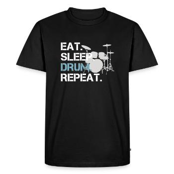 Schlagzeug Eat Sleep Drum Repeat Drums - Men's Premium Organic T-Shirt - black - Front - Nico (187cm)