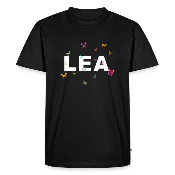 Léa - Beau nom avec papillons, fille - T-shirt Premium bio Homme - noir - Devant - Nico (187cm)
