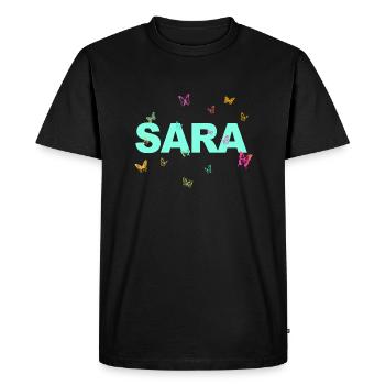 Sara - Beau nom avec papillons, fille - T-shirt Premium bio Homme - noir - Devant - Nico (187cm)