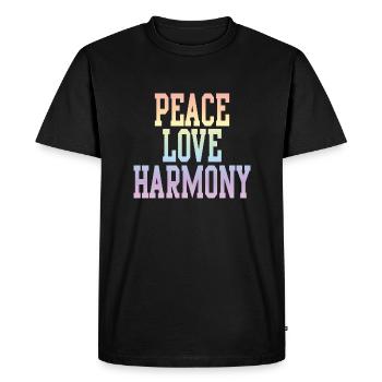 Love Peace Harmony Rainbow - Männer Premium Bio T-Shirt - Schwarz - Vorne - Nico (187cm)