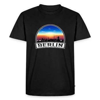 Berlin Skyline Retro Sun lettrage - T-shirt Premium bio Homme - noir - Devant - Nico (187cm)