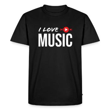 I LOVE MUSIC - Männer Premium Bio T-Shirt - Schwarz - Vorne - Nico (187cm)