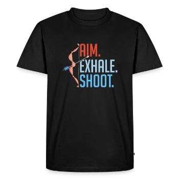 Visez le tir d’expiration. Tir à l’arc sur cible Bow & Arrows - T-shirt Premium bio Homme - noir - Devant - Nico (187cm)