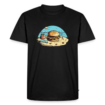 Hamburger at beach n°1 - Men's Premium Organic T-Shirt - black - Front - Nico (187cm)
