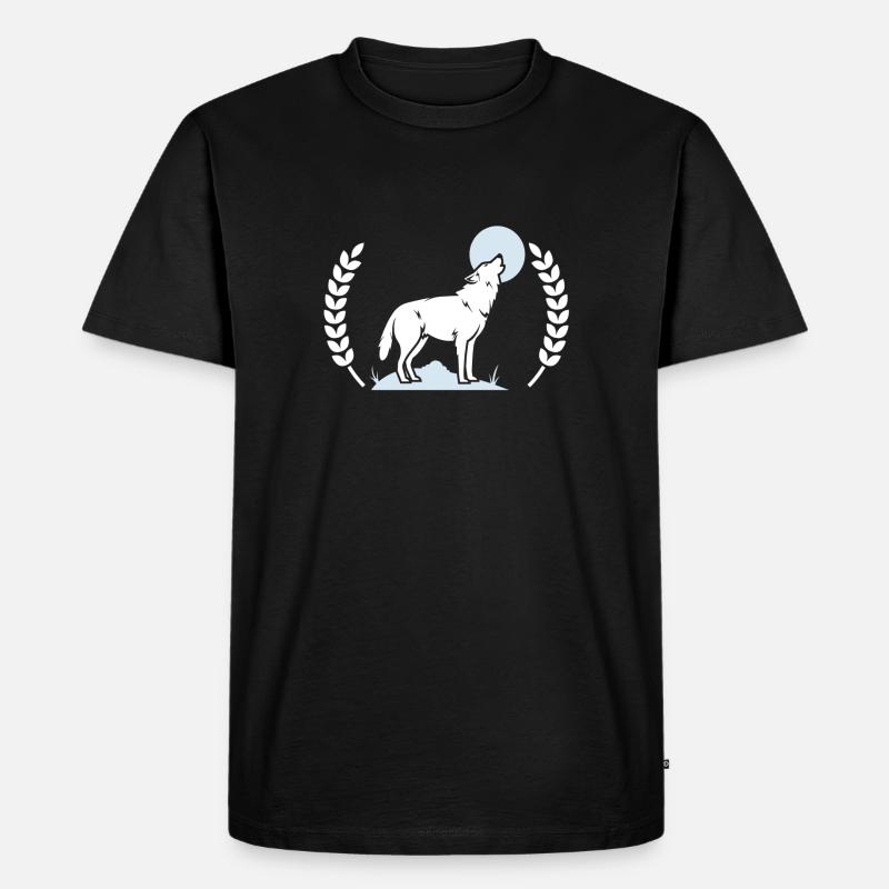 wolf - Männer Premium Bio T-Shirt - Schwarz