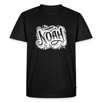 Noah Nom de famille Prénom Graffiti - T-shirt Premium bio Homme - noir - Devant - Nico (187cm)