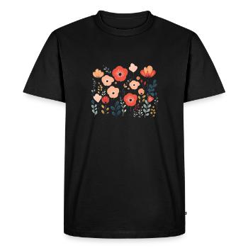 Popply flowers - Men's Premium Organic T-Shirt - black - Front - Nico (187cm)