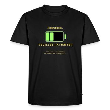 Je réfléchis - T-shirt Premium bio Homme - noir - Devant - Nico (187cm)