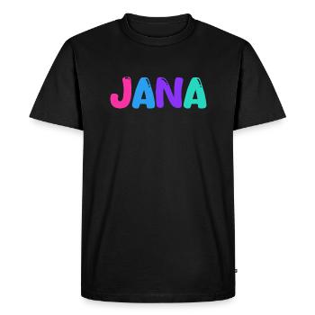 Name - Jana - Men's Premium Organic T-Shirt - black - Front - Nico (187cm)