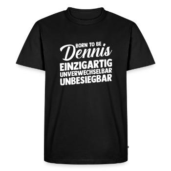 First name Dennis - Men's Premium Organic T-Shirt - black - Front - Nico (187cm)