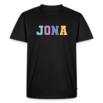 Nom - Jonas - T-shirt Premium bio Homme - noir - Devant - Nico (187cm)