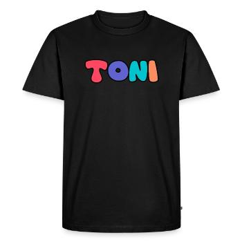 Name - Toni - Men's Premium Organic T-Shirt - black - Front - Nico (187cm)