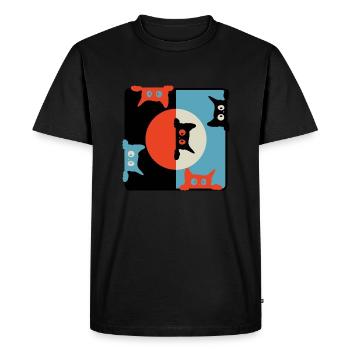 Chats curieux - T-shirt Premium bio Homme - noir - Devant - Nico (187cm)